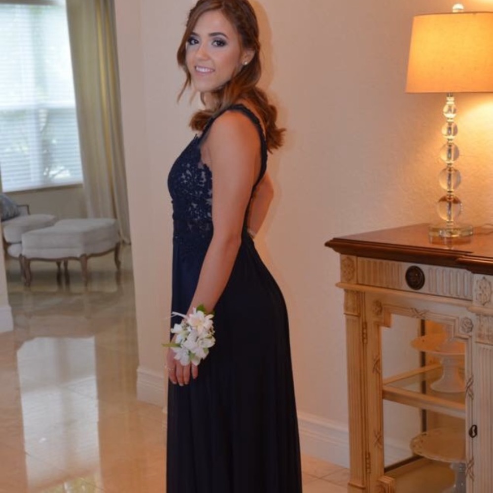 Faviana Navy Prom Dress